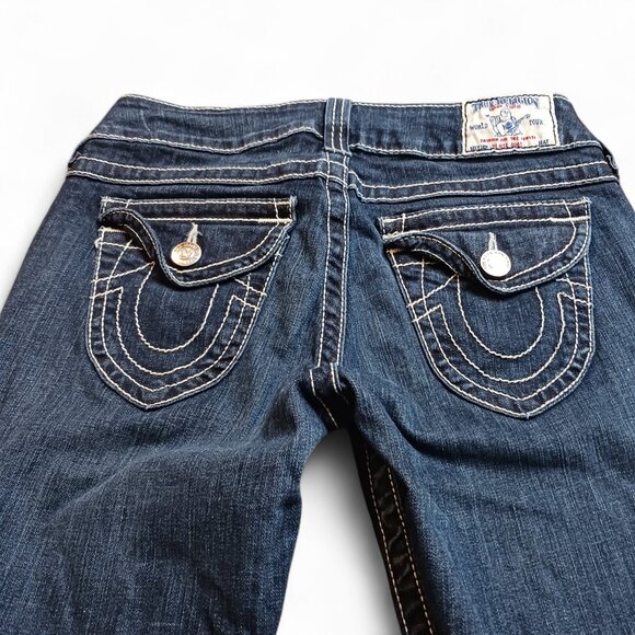 True Religion Hi-Rise Bootcut Jeans 28 Made in USA Vintage 2006 Dark Wash - Picture 7 of 13